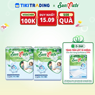 Combo 2 Tã Dán Người Lớn SunMate XA2 mới size L-10 miếng