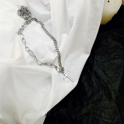 Vòng cổ nam nữ chữ thập mix 2 loại chain