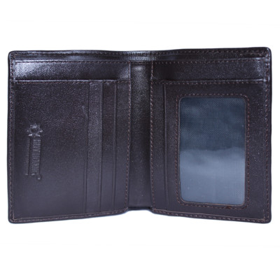 HJ2408-09-10-18 - Ví nam Huy Hoàng da đà điểu da bụng kiểu đứng màu nâu đất, nâu đỏ, đen, vàng bò