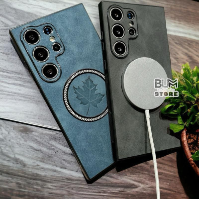 Ốp Lưng Cho Samsung Galaxy S25 Ultra / S25 Plus / S24 Ultra/ S24 Plus / S23 Ultra / S22 Ultra Hình Lá Phong Từ Tính