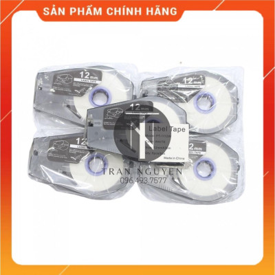 Nhãn in Canon PT-1112w - Đen nền trắng - 12mm x 30m - Hàng nhập khẩu
