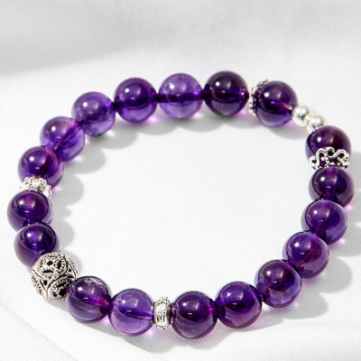 Vòng tay đá thạch anh tím phối đồng tiền Ngọc Quý Gemstones