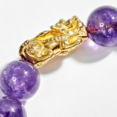 Vòng tay đá thiên nhiên phối charm tỳ hưu bạc mạ vàng 24k size hạt 12mm - Ngọc Quý Gemstones