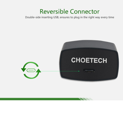 (Tặng dây sạc) Bộ cóc củ sạc nhanh 15W chuẩn PD 3.0 Type-C hiệu CHOETECH TC0001 cho điện thoại / máy tính bảng / Macbook iPhone Samsung Huawei Xiaomi Oppo Nokia Trang bị chip sạc thông minh (Đính kèm 1 dây sạc Type-C to Type-C) - Hàng chính hãng
