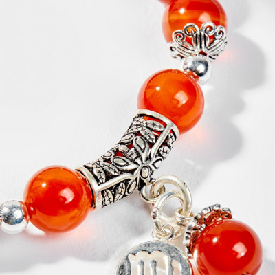 Vòng Tay Phong Thủy Nữ Đá Mã Não Đỏ Phối Charm Cung Hoàng Đạo Xử Nữ (8mm) Mệnh Hỏa, Thổ Ngọc Quý Gemstones