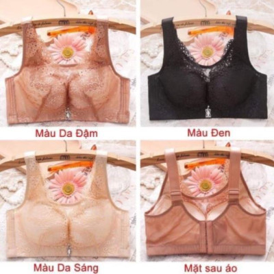 Áo lót big size 198 ren lưới bản to 4 móc cài không gọng đệm mỏng cho người ngực to