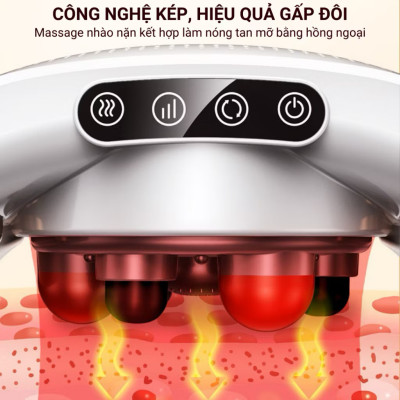 Đai massage, máy massage tan mỡ bụng bi xoay kết hợp chườm nóng thảo dược  cao cấp