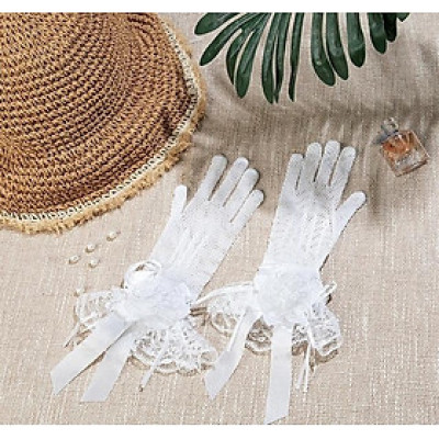 Găng tay cô dâu lưới đính hoa cổ tay bèo sang trọng mẫu mới t12/2023
