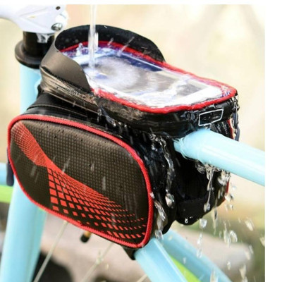 (Tặng khóa 4 số đổi mã )Túi 4 Ngăn Treo Sườn Xe Đạp Kèm Túi Chống Nước Cho Điện Thoại