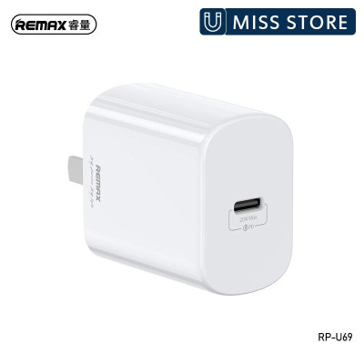 Củ Sạc Nhanh PD 20W Remax cổng Type C - Dành Cho iPhone 8 - X - Xs max - 11 - iPhone 12 pro max ( RP U69 ) - Hàng Chính Hãng