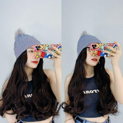 Tóc giả mũ len xoăn cao cấp