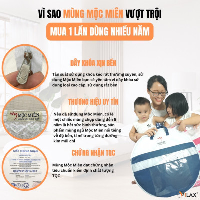 Màn Chụp , Mùng Chụp Cao Cấp Mộc Miên Đỉnh Rộng - Kích Thước 1,6mx2m - 1 cửa  ( video , hình thật )