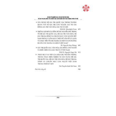 Hệ giá trị quốc gia, hệ giá trị văn hóa, hệ giá trị gia đình và chuẩn mực con người Việt Nam trong thời kỳ mới (bản in 2024)