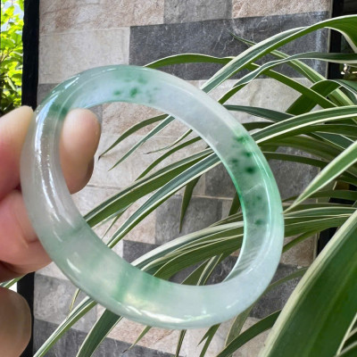 Vòng Tay Nữ Bản Hẹ Đá Mã Não DuLong Trắng Trong Xanh Rong Biển Nhẹ Bóng Đẹp Ni 54mm Cao 12mm Dầy 7mm Món quà tặng Nữ 50kg - 55kg đeo tay xinh rẻ đẹp ý nghĩa ạ