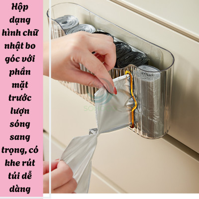 Hộp đựng cuộn túi rác nhiều ngăn 24x13.5x6cm- Hộp nhả túi nilon dạng cuộn - Giá treo túi rác mini tiện dụng