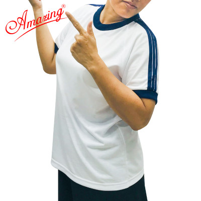 Áo thun thể dục thương hiệu Amazing cho nữ, cổ bẻ và cổ tròn, đồng phục thể thao cho học sinh nam nữ các cấp