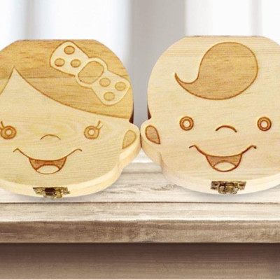 Hộp Đựng Răng Sữa Chống Bụi Bằng Gỗ Cho Bé 13x12cm