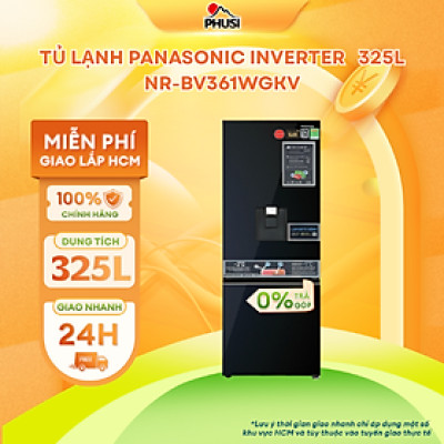Tủ lạnh Panasonic Vô Hiệu Hóa Vi Khuẩn 325L NR-BV361WGKV - Ngăn Đông Mềm - Lấy Nước Ngoài Kháng Khuẩn - Ngăn Đá Dưới - Hàng chính hãng