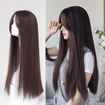 tóc giả cao cấp️freeship 50k️tóc giả 2 mái hất thẳng+ tặng lưới chùm tóc