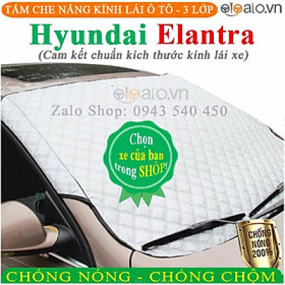 Tấm che chắn nắng kính lái ô tô Hyundai Elantra CAO CẤP 3 Lớp Chắn Nắng Cản Nhiệt