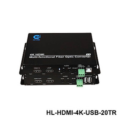 Bộ chuyển đổi hdmi sang quang SFP 10G hỗ trợ cổng usb hình ảnh 4K Ho-link HL-HDMI-4K-USB-20TR - Hàng Chính hãng