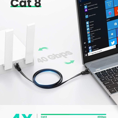 Ugreen UG10980NW134TK 1M CAT8 U-FTP 2000Mhz 30AWG cáp mạng màu đen - HÀNG CHÍNH HÃNG