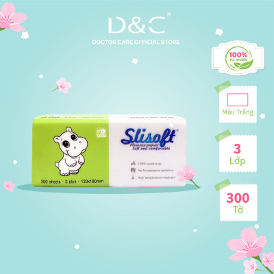 Giấy ăn Slisoft Trắng 100 tờ x 3 lớp, khăn giấy khô thân thiện môi trường không chất tẩy trắng an toàn cho cả gia đình