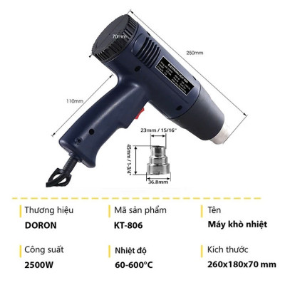 Máy Khò Nhiệt Thổi Hơi Nóng Đa Năng Công Suất Lớn – Dán Decal, Màng Co, Uốn Ống Nước Hiệu Quả
