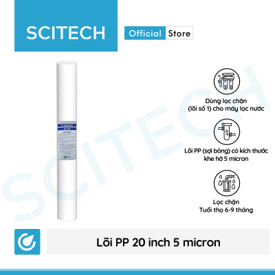 Combo 5 lõi lọc nước số 1 PP 20 inch 5 micron dùng trong máy lọc nước RO, bộ lọc thô - Hàng chính hãng