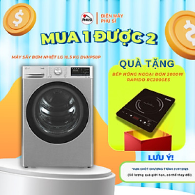 Máy sấy LG DVHP50P DUAL Inverter Heat Pump 10,5kg (xám) - Hàng chính hãng (chỉ giao HCM)