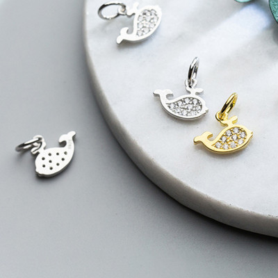 Combo 2 cái charm bạc mặt hình cá voi nhỏ treo 2 - Ngọc Quý Gemstones