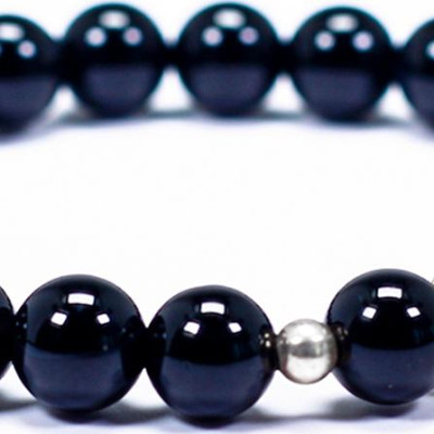 Vòng tay cho bé đá obsidian charm bạc mệnh thủy, mộc - Ngọc Quý Gemstones