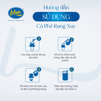 Cà phê rang xay Đặc Biệt Lekofe 80% Robusta 20% Arabica Đắng đậm chua nhẹ Túi 250g