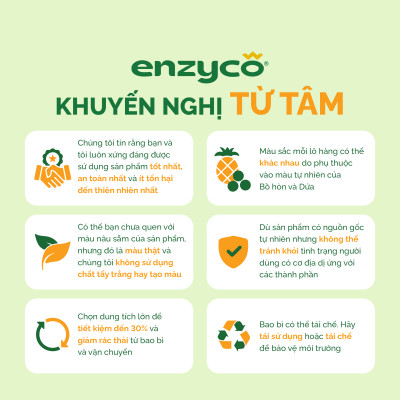 Combo Tẩy Rửa Sinh Học ENZYCO -  Nước Lau Sàn 2L, Nước Rửa Bát 465ml, Nước Giặt 2L