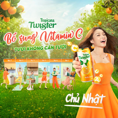 Thùng 24 Lon Nước Trái Cây Twister Cam (320ml/Lon)