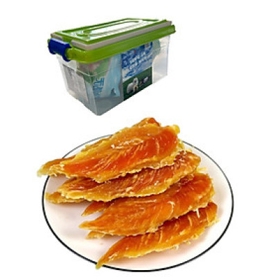 Ức gà sấy khô 400g ăn vặt cho chó mèo Saly Q PF13.1TK (mẫu hộp ngẫu nhiên)