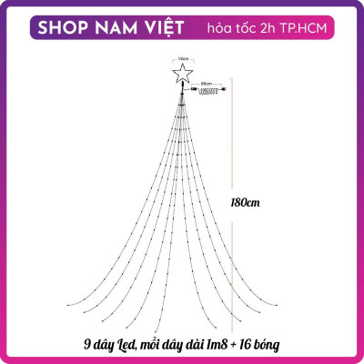 Đèn Ngôi Sao Thả 9 Dây Led Trang Trí Giáng Sinh