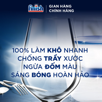 Combo Finish tiện lợi 4: Hộp 100 Viên Rửa Bát Essential + Nước Làm Bóng Finish 500ml + Dung dịch vệ sinh máy