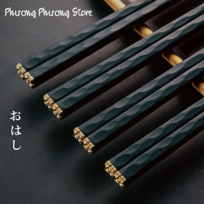 SÉT 5 ĐÔI ĐŨA HOA ANH ĐÀO KHẢM VÀNG KHẢM BẠC CHẤT LIỆU SỢI THỦY TINH CHỊU NHIỆT CAO CẤP