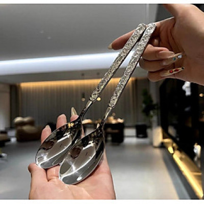 COMBO SÉT 6 THÌA ĂN LUXURY SANG TRỌNG PHONG CÁCH HOA VĂN BẮC ÂU CAO CẤP - DÀI 21CM 