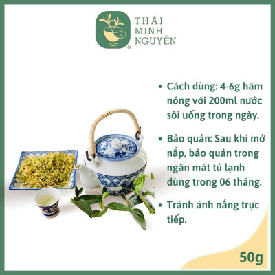 TRÀ KIM NGÂN HOA (100% NỤ HOA) TÚI 50G - THÁI MINH NGUYÊN. Hàng chuẩn chất lượng số 1 Việt Nam.