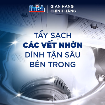 Combo Finish nâng cao 3:Viên Rửa Chén Bát Finish Powerball Quantum 64 viên + Nước làm bóng 500ml + Dung dịch vệ sinh máy