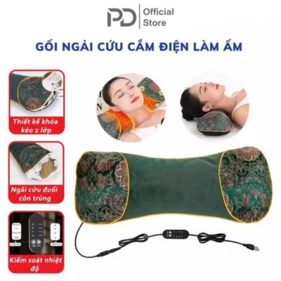 GỐI NGÃI CỨU XÔNG BẤM ĐIỆN CẢI THIỆN SỨC KHỎE CHO GIẤC NGỦ NGON MẪU MỚI 