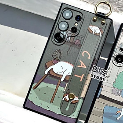 Ốp Lưng Bé Mèo Cho Samsung Galaxy S25 Ultra / S24 Ultra Có Dây Xỏ Tay - BUM STORE GALAXY