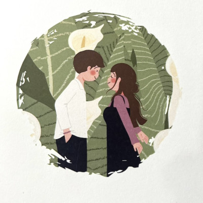 Thiệp 3D Pop Up Cặp Đôi & Hoa Loa Kèn – Thiệp Tình Yêu, Kỷ Niệm, Valentine Lãng Mạn, L09