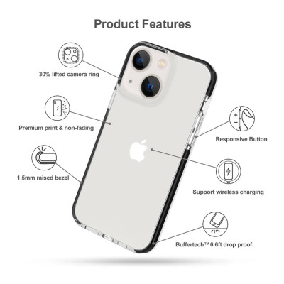 Ốp Lưng TPU Trong Suốt Viền Đen Cho iPhone 14 / 14 Plus / 14 Pro / 14 Pro Max - Hàng Chính Hãng