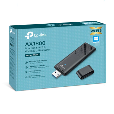 USB WIFI 6 AX1800 TP-Link Archer TX20U | Băng thông AX1800 băng tần kép | Kết nối USB 3.0 | Dễ cài đặt | Bảo hành 2 năm | Hàng Chính Hãng