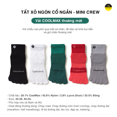 Tất Xỏ Ngón Chạy Bộ OFFICE CHILL Vớ Chuyên Thể Thao Xỏ 5 Ngón Chân Chống Phồng Rộp Vải Coolmax