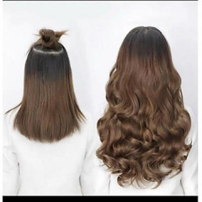  Tóc giả kẹp ️ tóc phím nữa đầu dợn sóng dài