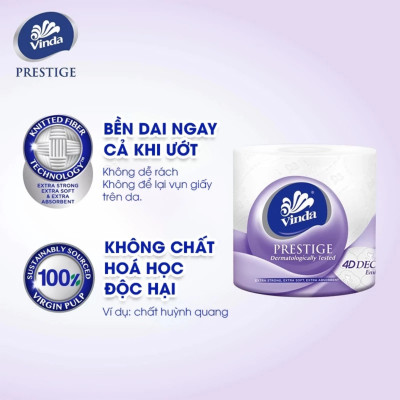 Combo 2 Lốc Giấy Vệ Sinh Cao Cấp Vinda 3 Lớp - Prestige 4D